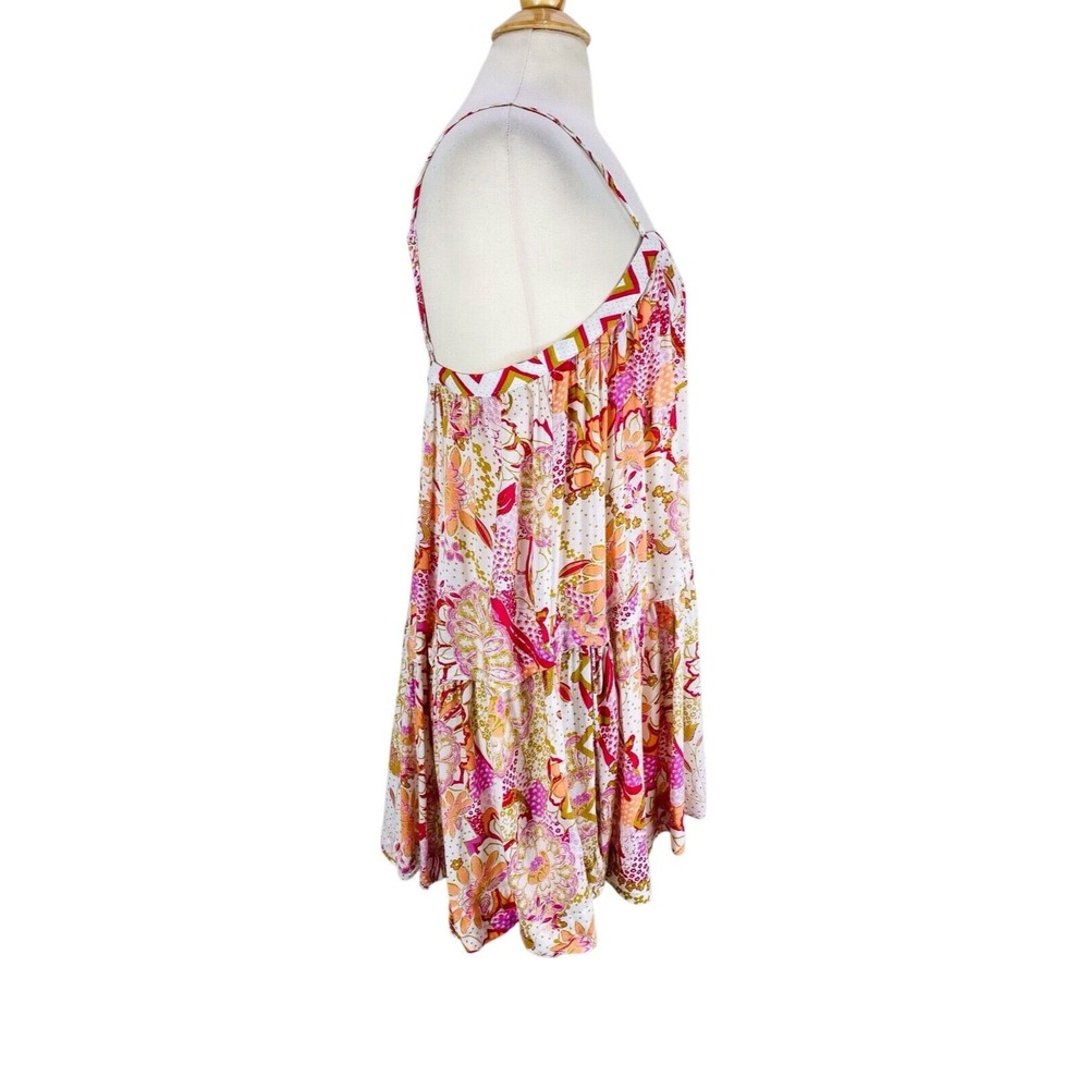 Intimately Free People Get A Clue Mini Dress Size M Strappy Floral Flounced - Picture 7 of 16